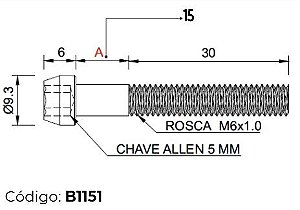 Parafuso de Titânio P/ Canote M6 x 51mm