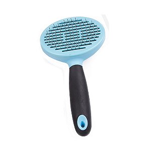 Escova Rasqueadeira Pet Blue Cães E Gatos Botão Autolimpeza