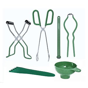 Kit 6 Pçs Utensílios Pegador Conservas Picles Geléia - Verde