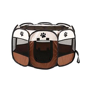 Cercado Pet Dobrável Cercadinho Cães Gatos 73 x 43cm Marrom