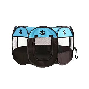 Cercado Pet Dobrável Cercadinho Cães Gatos 73 x 43cm Azul