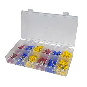 Kit 240 pçs Terminais Elétricos Olhal, Garfo, Macho E Fêmea