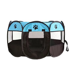Cercado Pet Dobrável Cercadinho Cães Gatos 88 x 60cm Azul