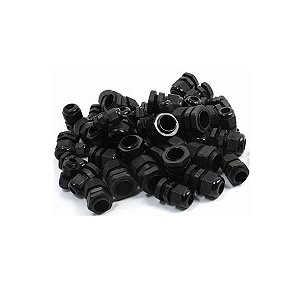 Kit 100 Peças - Prensa Cabo Nylon PG16 Preto