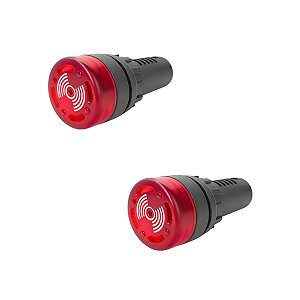 Kit 02 Sinalizador Sinaleiro Buzzer Luminoso Sonoro 220V