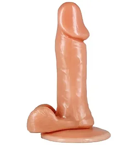 Pênis Macio em Silicone com Saco e Ventosa para Fixar 12,9 x 2,5cm