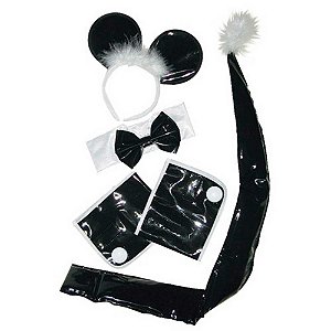 Kit Ratinho Vinil com Gravata, Rabinho e Orelhinhas