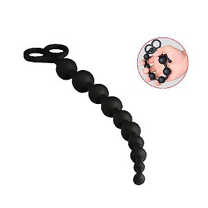 Plug para Penetração Anal - 10 Bolinhas Gradativas - Textura Macia - Medidas: 34 cm - Silicone Premium