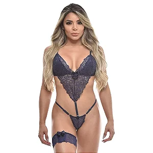 Body Rendado com Persex Coleção Sensual Love Tamanho Grande: G e GG Cores: Preto e Vermelho