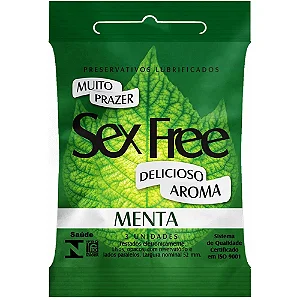 Preservativo Masculino - Camisinha Aroma Menta Refrescante - Embalagem com 3 Unidades - Sex Free