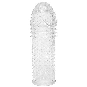 Capa Peniana Super Macia Extensora em Silicone 14 cm com Saliências Estimulam o Canal Vaginal - Produto Hipoalergênico