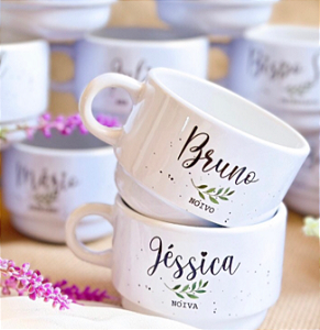 5 Xícaras Brancas 180ml personalizada