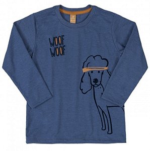 CAMISETA MANGA LONGA EM MEIA MALHA 194030 AZUL ESCURO - UP BABY