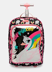 MOCHILA COM RODINHA CISNE RAINBOW PRETO - PUKET