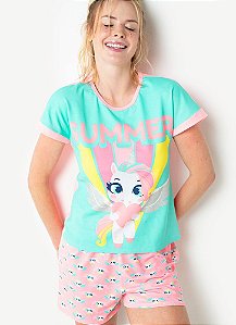 SHORT DOLL MC AD VISCO UNICORNIO LOVE VERDE AGUA - PUKET