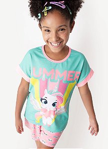 SHORT DOLL MC TEEN VISCO UNICORNIO LOVE VERDE AGUA - PUKET