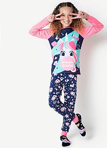 PIJAMA ML KIDS VISCO UNICORNIO SHINE AZUL MARINHO PUKET