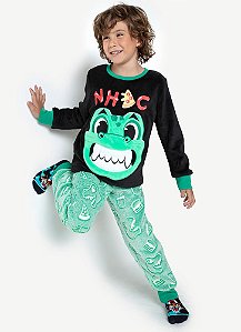 PIJAMA ML SOFT DINO FOOD PRETO PUKET