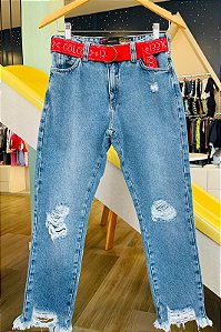 CALCA JEANS BOY COM CINTO INDIGO COLCCI