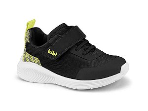 1136194 TENIS FLY BABY TECIDO PRETO/AMARELO FLUOR BIBI