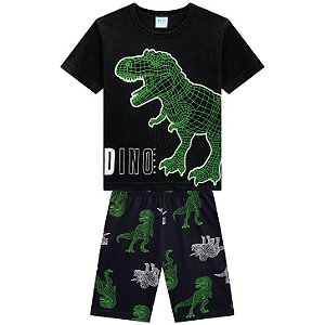 PIJAMA MASCULINO PRETO DINOSSAURO KYLY