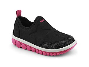 TENIS INFANTIL ROLLER 2.0 BIBI TECIDO PRETO/HOT PINK