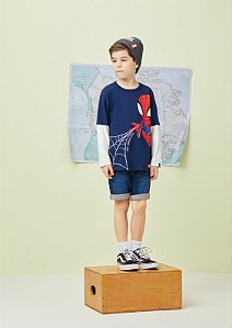 T-SHIRT INFANTIL HOMEM ARANHA AZUL MARINHO YOUCCIE