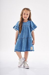 Vestido Infantil Jeans Up Baby  Coleção Verão 2024 - Maria Pirulita  Nacionais e Importados