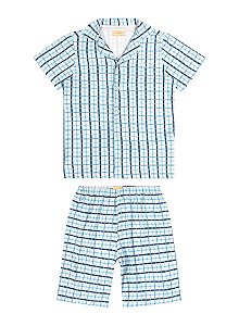 CONJUNTO PIJAMA INFANTIL MODAL AZUL XADREZ CHARPEY