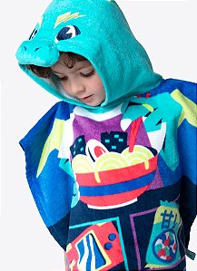 TOALHA PONCHO KIDS DRAGAO STREET AZUL 2A4 PUKET