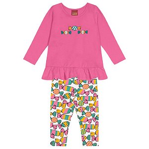 CONJUNTO INFANTIL  ROSA SENSACAO DOCE KYLY