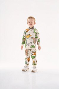 CONJUNTO INFANTIL EM MOLETOM DINOSSAURO NUDE UP BABY