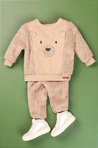 CONJUNTO URSO PELO DE CARNEIRINHO MARROM LUC.BOO