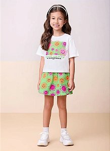 CONJUNTO BLUSA E SHORTS PEROLA E VERDE SUMMER MOMI