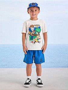 CONJUNTO INFANTIL ANIMAIS OFF WHITE E AZUL YOUCCIE