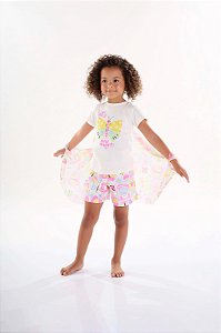 PIJAMA INFANTIL SUEDINE BORBOLETA  NATURAL E ROSA UP BABY