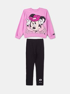 CONJUNTO MOLETON E LEGGING MINNIE ROSA ROCK ROSE ANIME