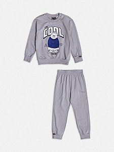 CONJUNTO DE MOLETOM INFANTIL URSO POLAR CINZA YOUCCIE