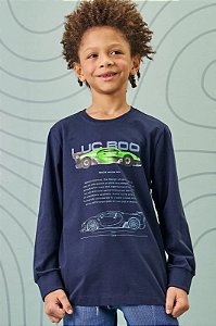 CAMISETA MANGA LONGA INFANTIL EM MEIA MALHA  MARINHO LUC.BOO