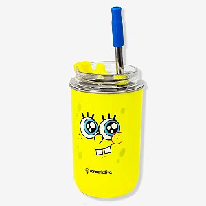 COPO NEO COM CANUDO 300ML BOB ESPONJA ZONA CRIATIVA