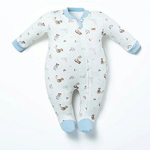 MACACAO BEBE MANGA LONGA COM ZIPER AZUL HUG