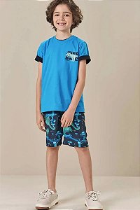 BERMUDA EM NYLON COM ELASTANO MARINHO LUC.BOO