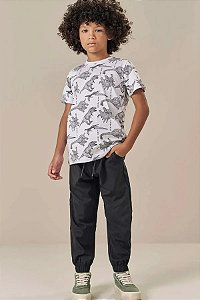 CALCA JOGGER EM NYLON TECNOSPAN COM ELASTANO PRETO LUC.BOO