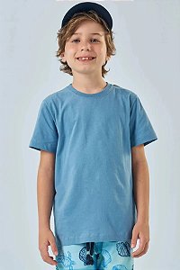 CAMISETA EM MEIA MALHA AZUL MEDIO LUC.BOO