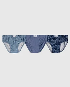 KIT 3 CUECAS SLIP DINOS AZUL MALWEE