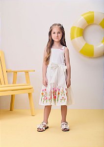 VESTIDO COM BORDADO FLORES OFF WHITE MOMI