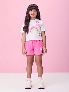 CONJUNTO BLUSA E SHORTS ARCO IRIS MOMI