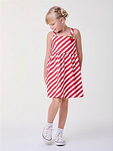 VESTIDO LISTRADO COM PATCH CEREJAS BIMBI