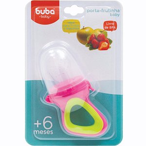 Alimentador Porta-frutinha para Bebê Rosa e Verde (6m+) - Buba Baby