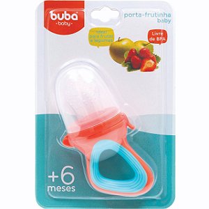 Alimentador Porta-frutinha para Bebê Laranja e Azul (6m+) - Buba Baby